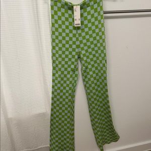 green and blue checkered pants